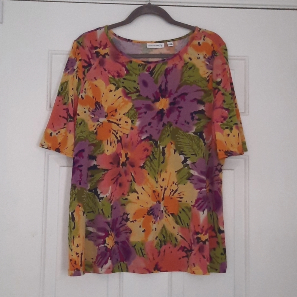 Susan Graver Floral Open Sleeve Blouse